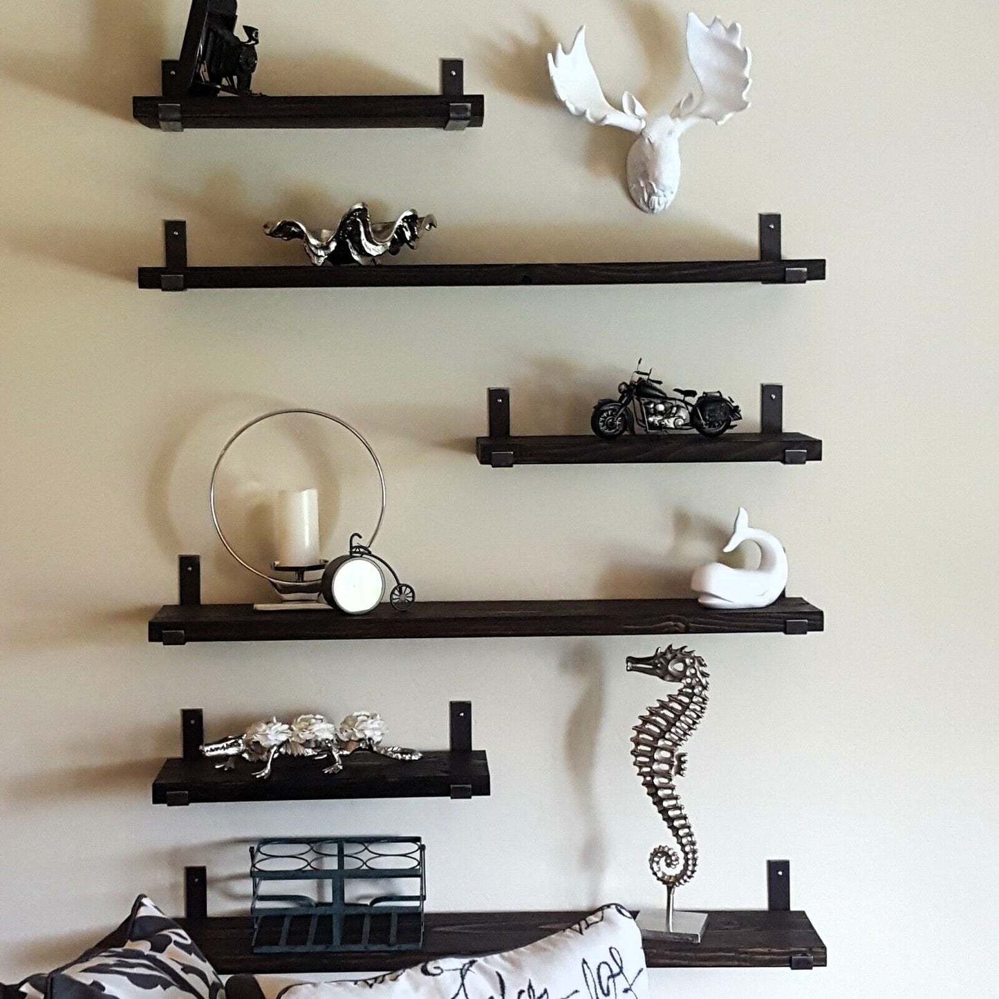 Rustic Shelf with Lipped Up Brackets, W22cm x D3.4cm