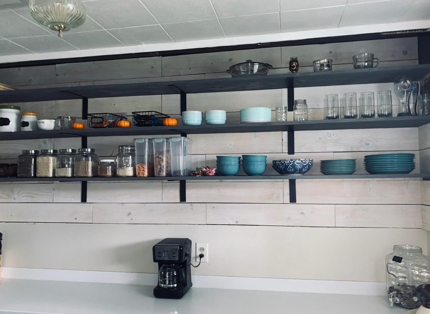 Rustic Deep Shelf with Flat Brackets, W30cm x D3.4cm