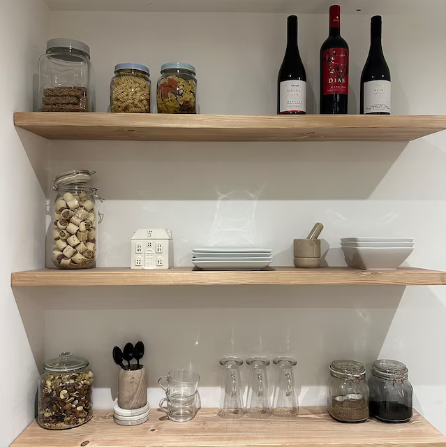 Rustic Deep Floating Shelf with Hidden Brackets, W30cm x D3.4cm