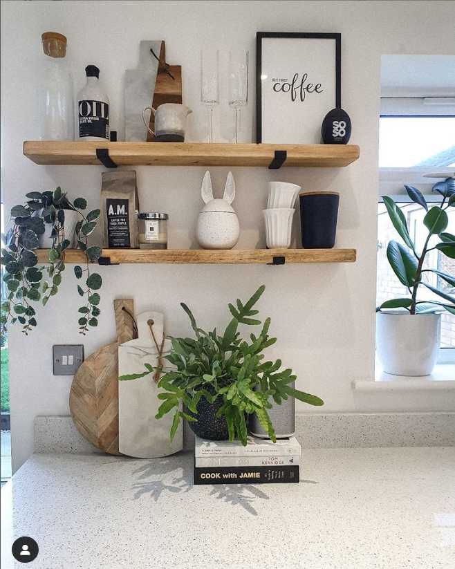 Rustic Shelf with Lipped Up Brackets, W22cm x D3.4cm