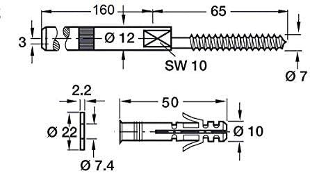 Concealed Shelf Support, Screw Mounted Into Masonry Walls