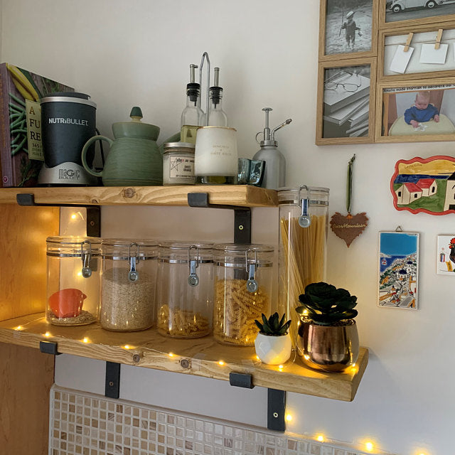 Rustic Shelf with Lipped Down Brackets, W22cm x D3.4cm
