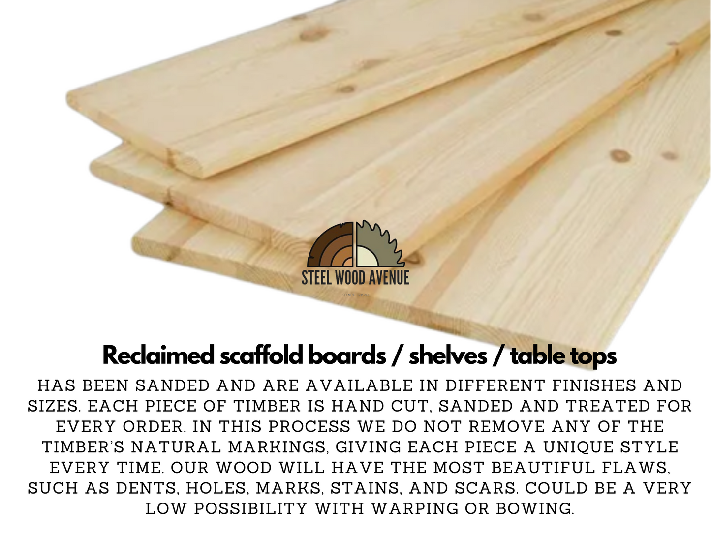 Rustic Narrow Scaffold Board for Shelf - 15cm x 3.4cm