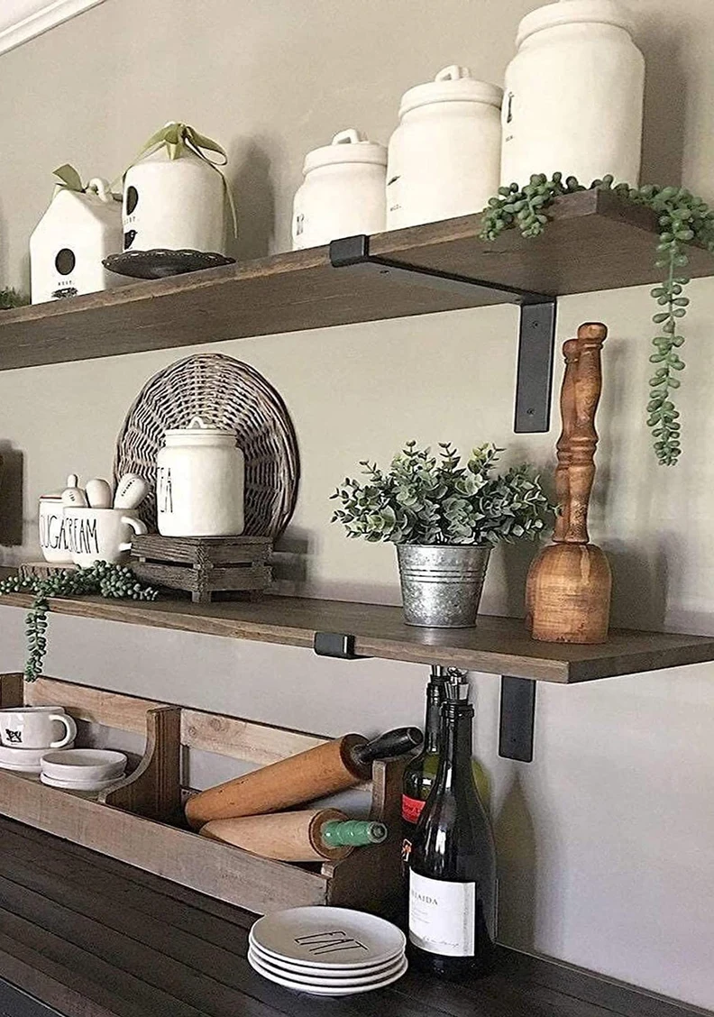 Rustic Deep Shelf with Lipped Down Brackets, W30cm x D3.4cm