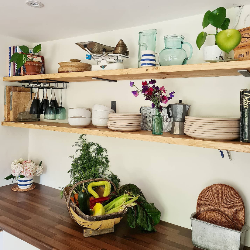 Rustic Deep Shelf with Flat Brackets, W30cm x D3.4cm