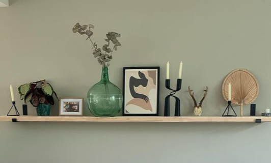 Rustic Deep Shelf with Lipped Up Brackets, W30cm x D3.4cm
