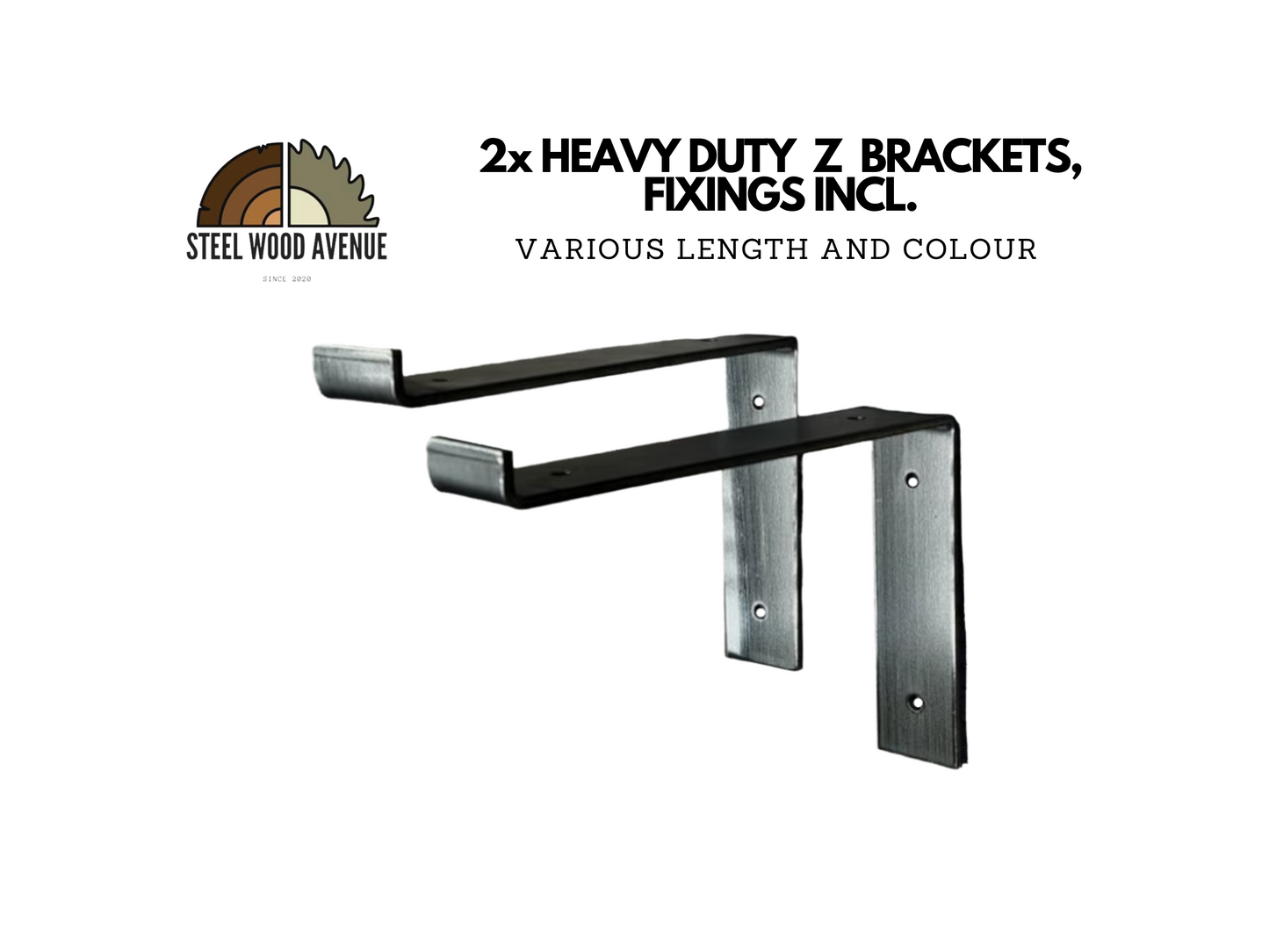 2x Industrial Z Brackets for Shelves