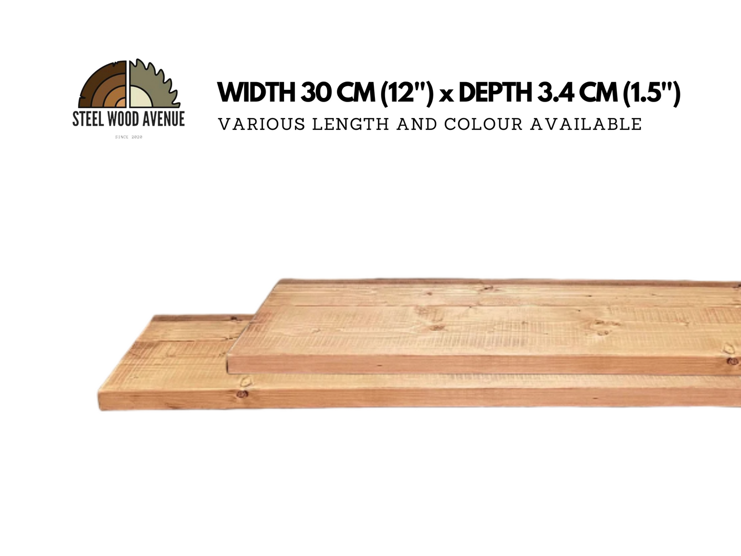 Rustic Deep Scaffold Board for Shelf - 30cm x 3.4cm