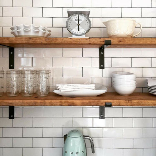 Rustic Shelf with Lipped Down Brackets, W22cm x D3.4cm