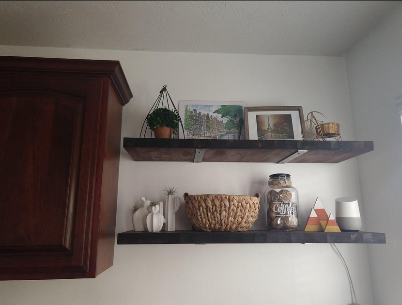 Rustic Deep Shelf with Flat Brackets, W30cm x D3.4cm