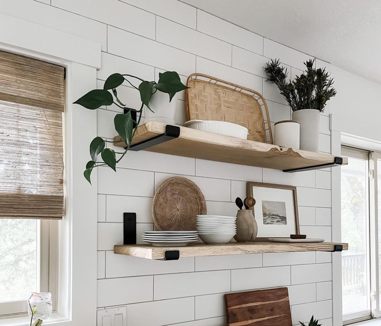 Rustic Shelf with Lipped Up Brackets, W22cm x D3.4cm