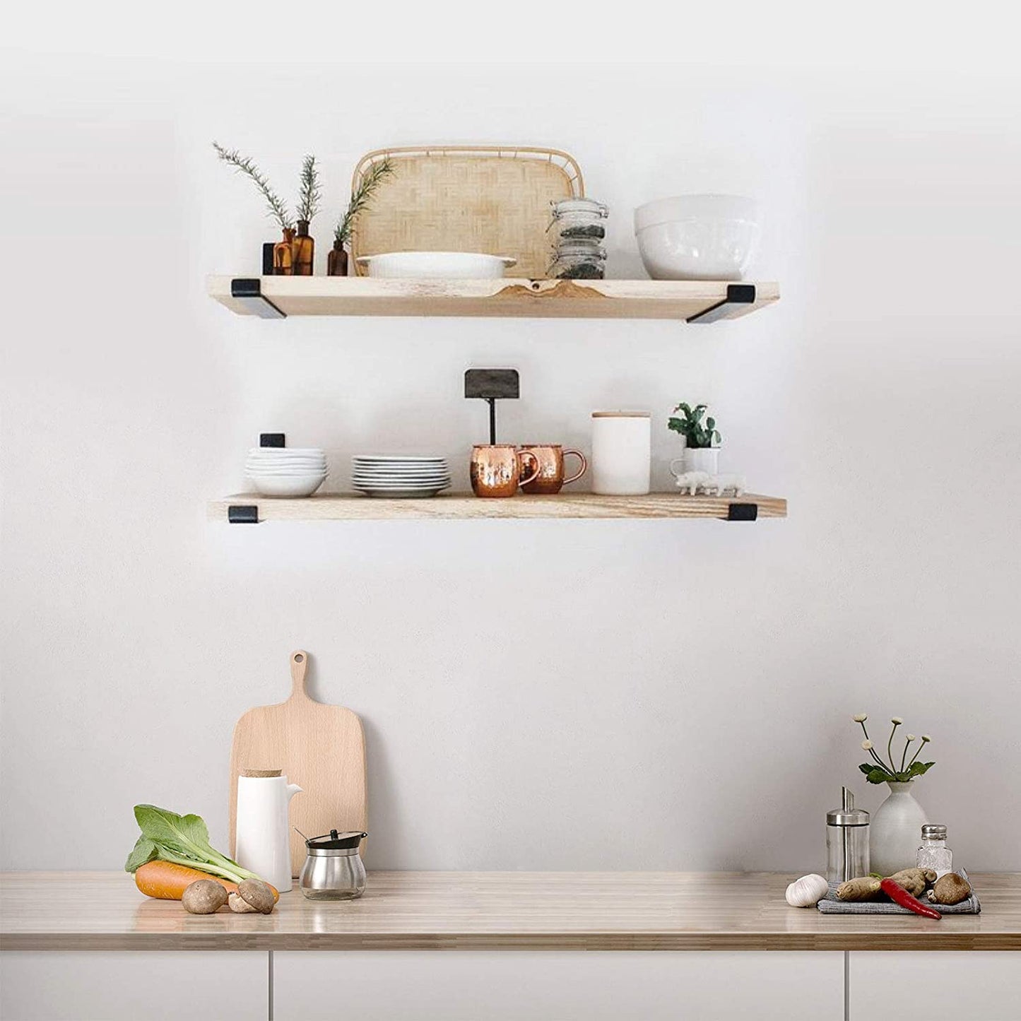 Rustic Deep Shelf with Lipped Up Brackets, W30cm x D3.4cm
