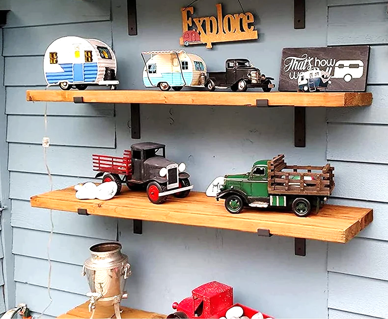Rustic Shelf with Lipped Down Brackets, W22cm x D3.4cm