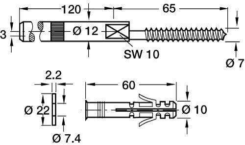 Concealed Shelf Support, Screw Mounted Into Masonry Walls