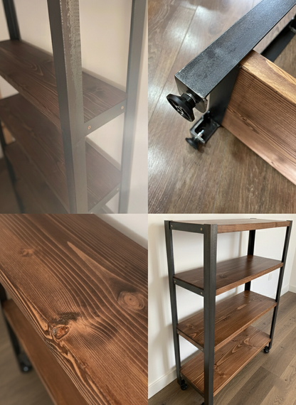 Deep Industrial Wood & Metal Shelving Unit