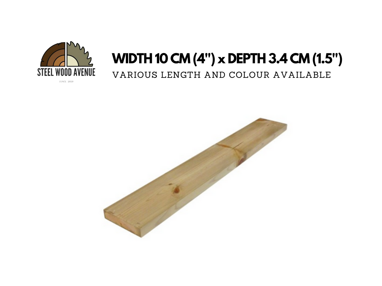 Rustic Extra Narrow Scaffold Board for Shelf - 10cm x 3.4cm