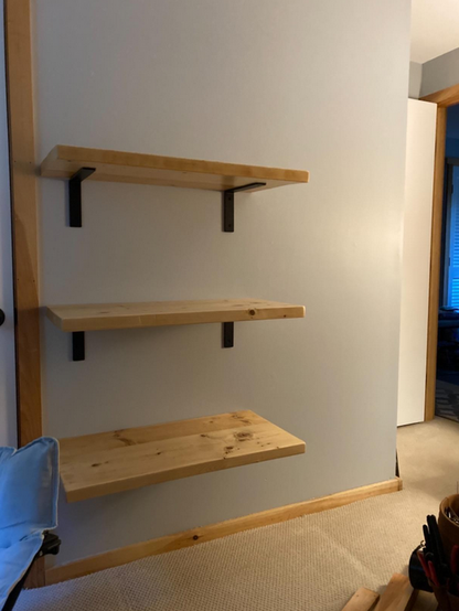 Rustic Deep Shelf with Flat Brackets, W30cm x D3.4cm