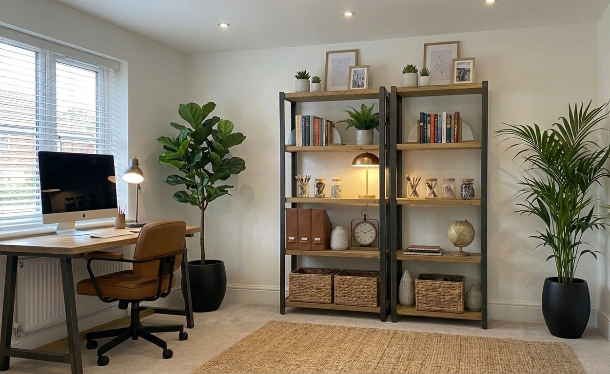 Deep Industrial Wood & Metal Shelving Unit
