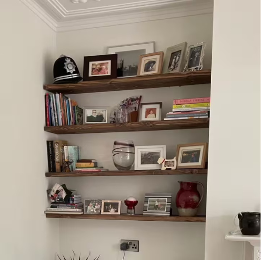 Rustic Floating Shelf with Hidden Brackets, W22cm x D3.4cm