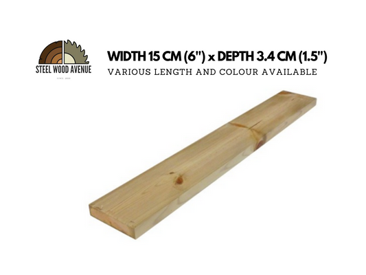 Rustic Narrow Scaffold Board for Shelf - 15cm x 3.4cm