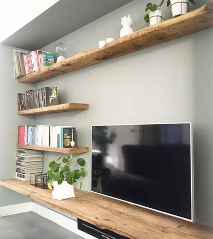 Rustic Extra Deep Floating Shelf with Hidden Brackets, W44cm x D3.4cm