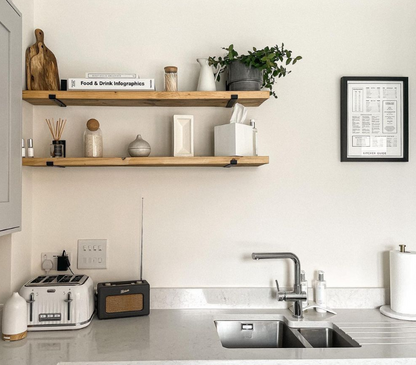 Rustic Shelf with Lipped Up Brackets, W22cm x D3.4cm