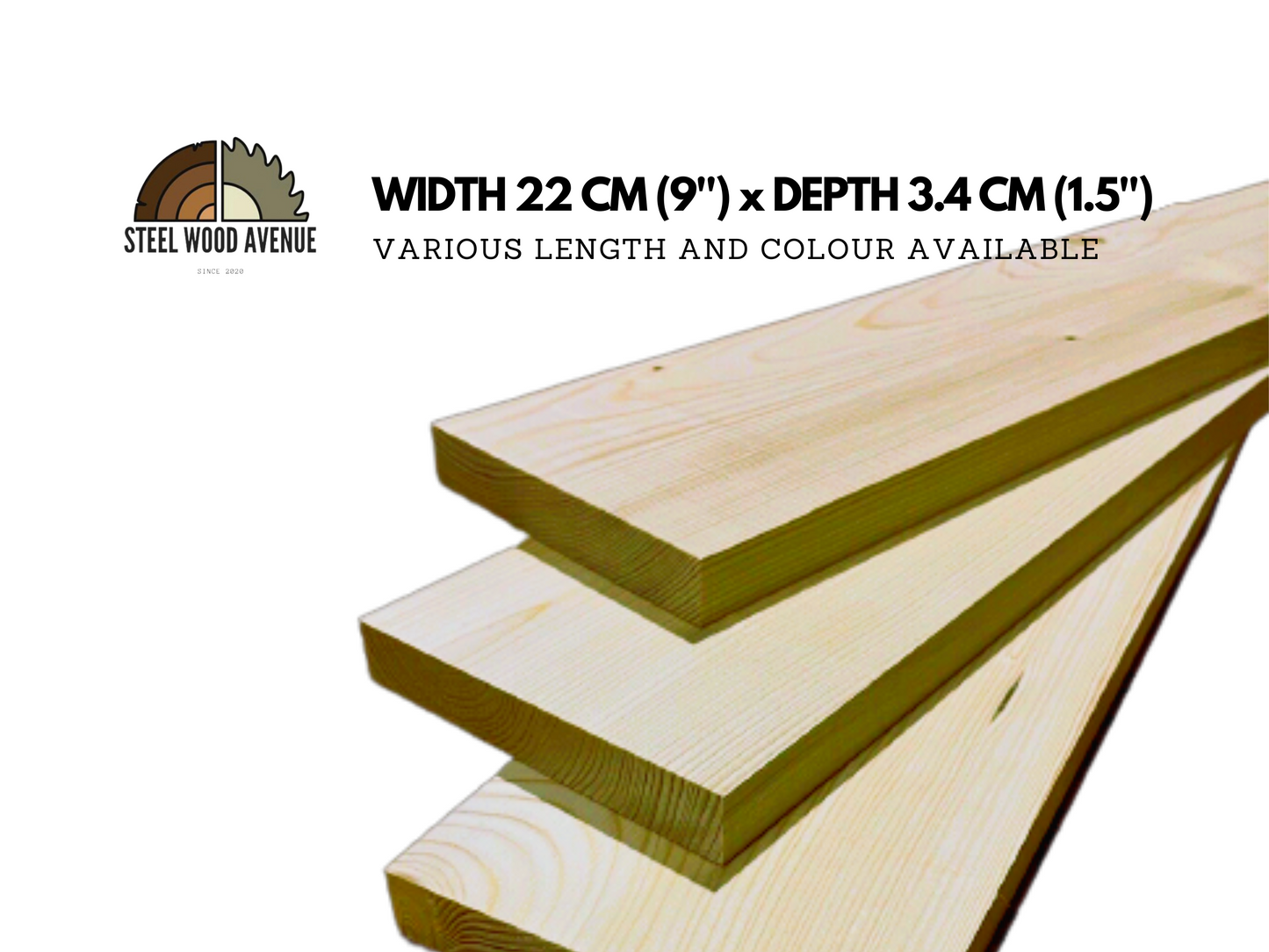 Rustic Thick Scaffold Board for Shelf - 22cm x 3.4cm