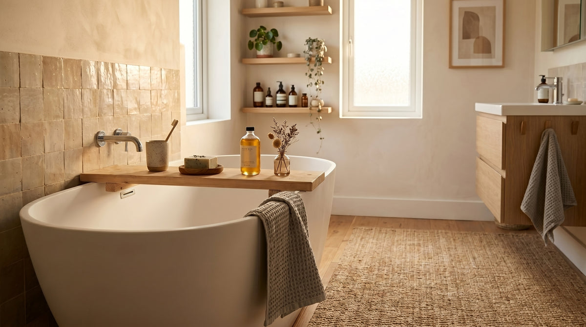 Rustic Wooden Bath Caddy / Tray with Stoppers