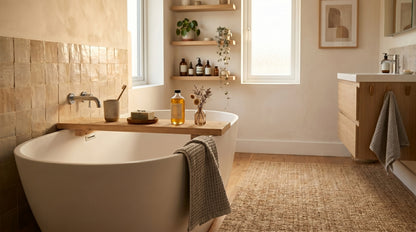 Rustic Wooden Bath Caddy / Tray with Stoppers