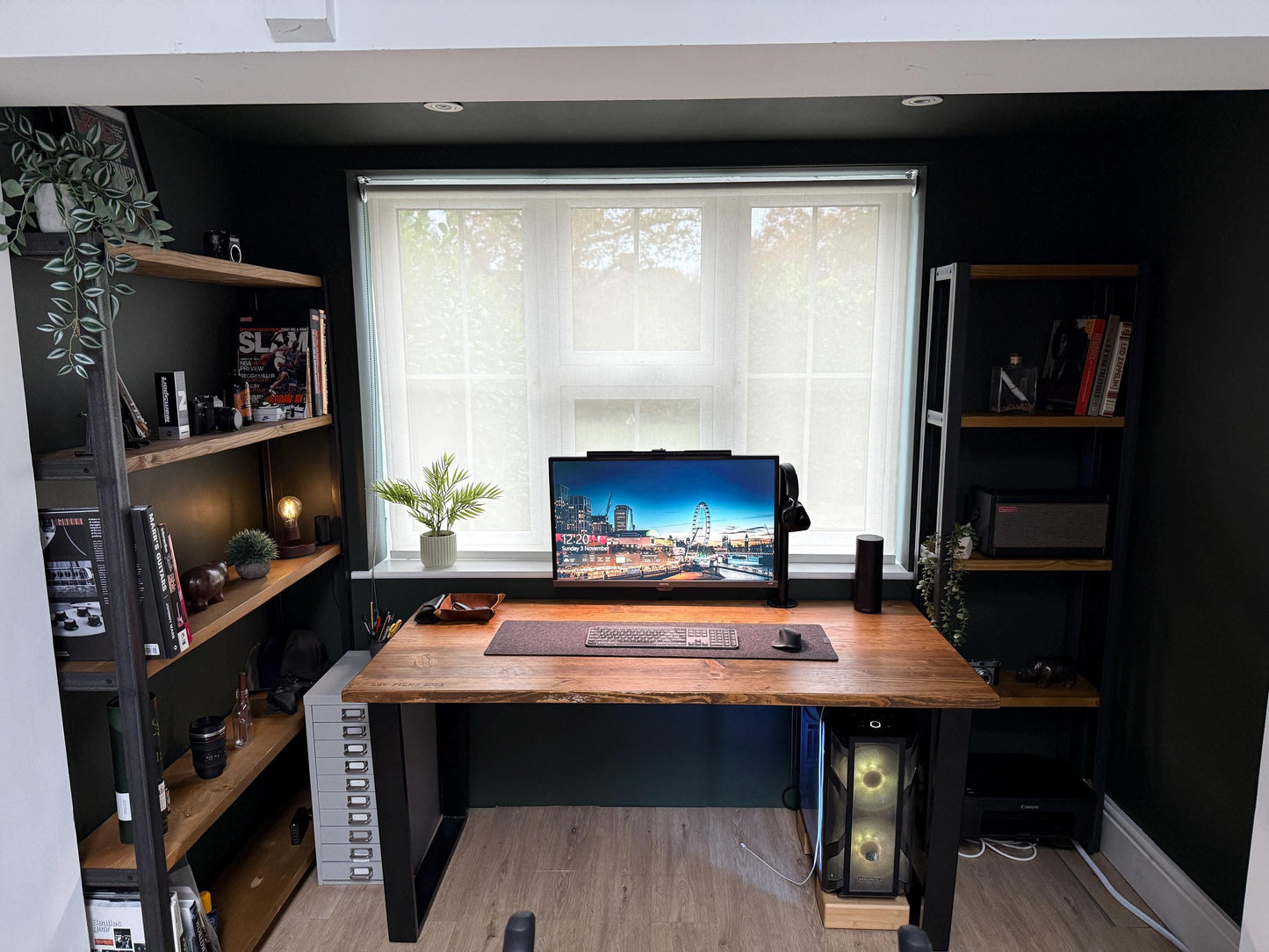Deep Industrial Wood & Metal Shelving Unit