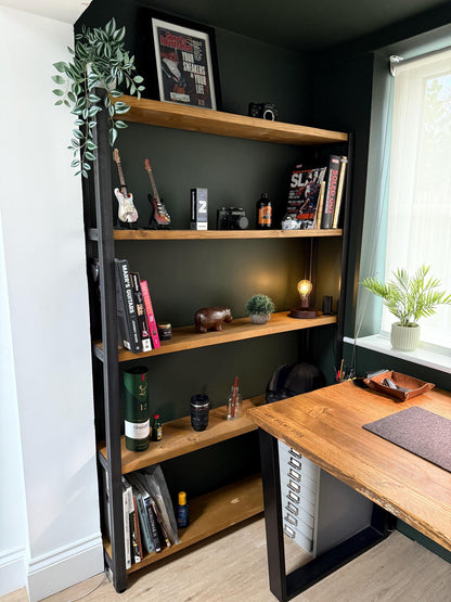 Deep Industrial Wood & Metal Shelving Unit