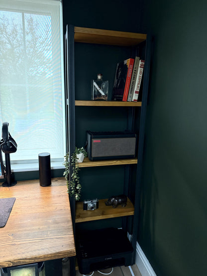 Deep Industrial Wood & Metal Shelving Unit