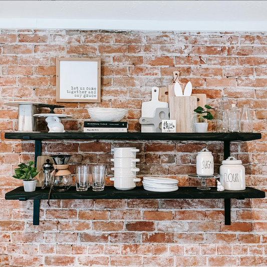 Rustic Deep Shelf with Lipped Down Brackets, W30cm x D3.4cm