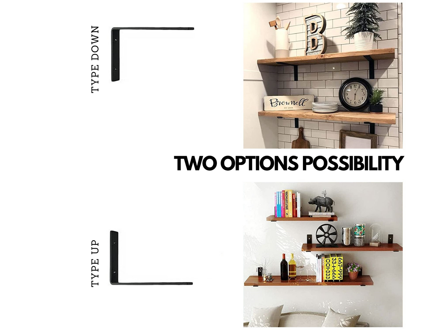 2x Industrial L Brackets for Shelves