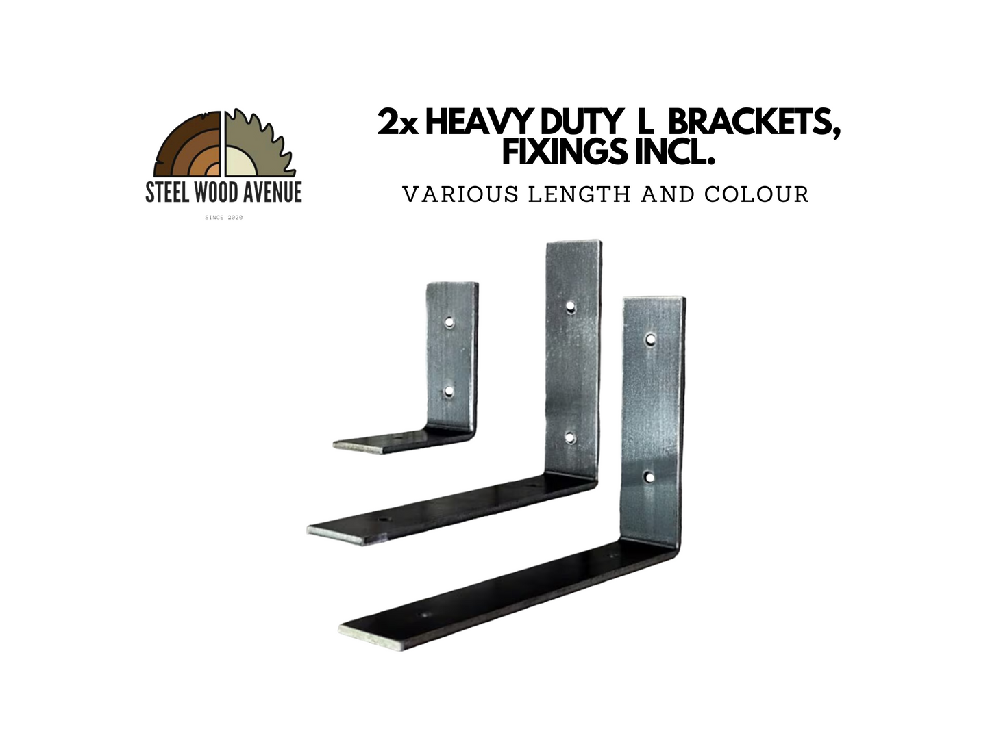 2x Industrial L Brackets for Shelves