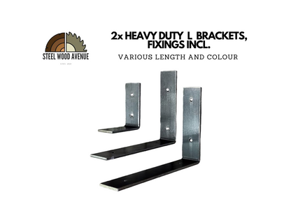 2x Industrial L Brackets for Shelves