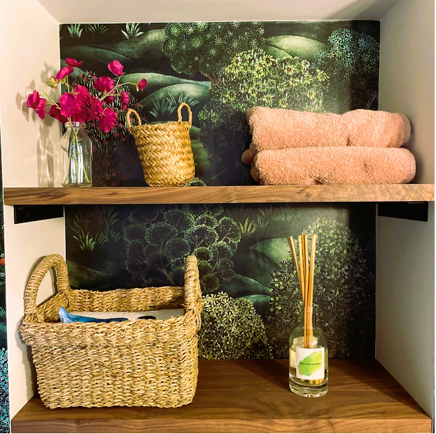 Rustic Alcove Shelf with Angle Brackets, W22cm x D3.4cm