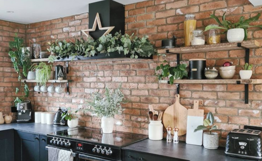 Rustic Shelf with Lipped Down Brackets, W22cm x D3.4cm