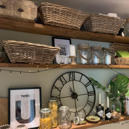 Rustic Extra Deep Floating Shelf with Hidden Brackets, W44cm x D3.4cm