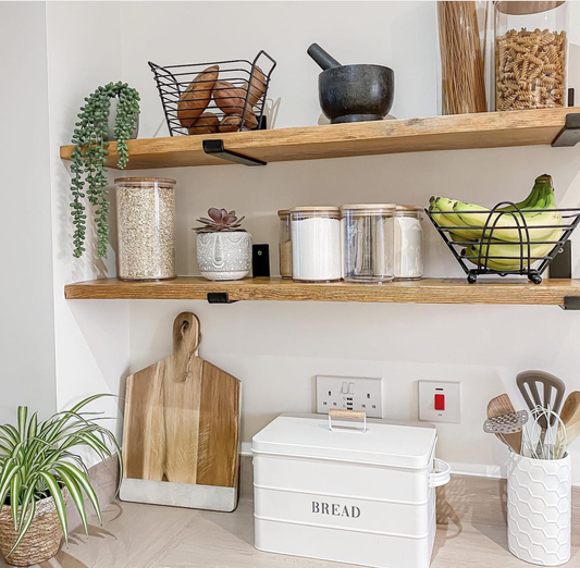 Rustic Deep Shelf with Lipped Up Brackets, W30cm x D3.4cm