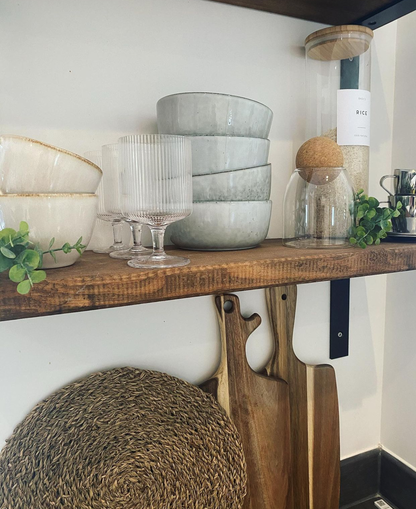 Rustic Deep Shelf with Lipped Down Brackets, W30cm x D3.4cm