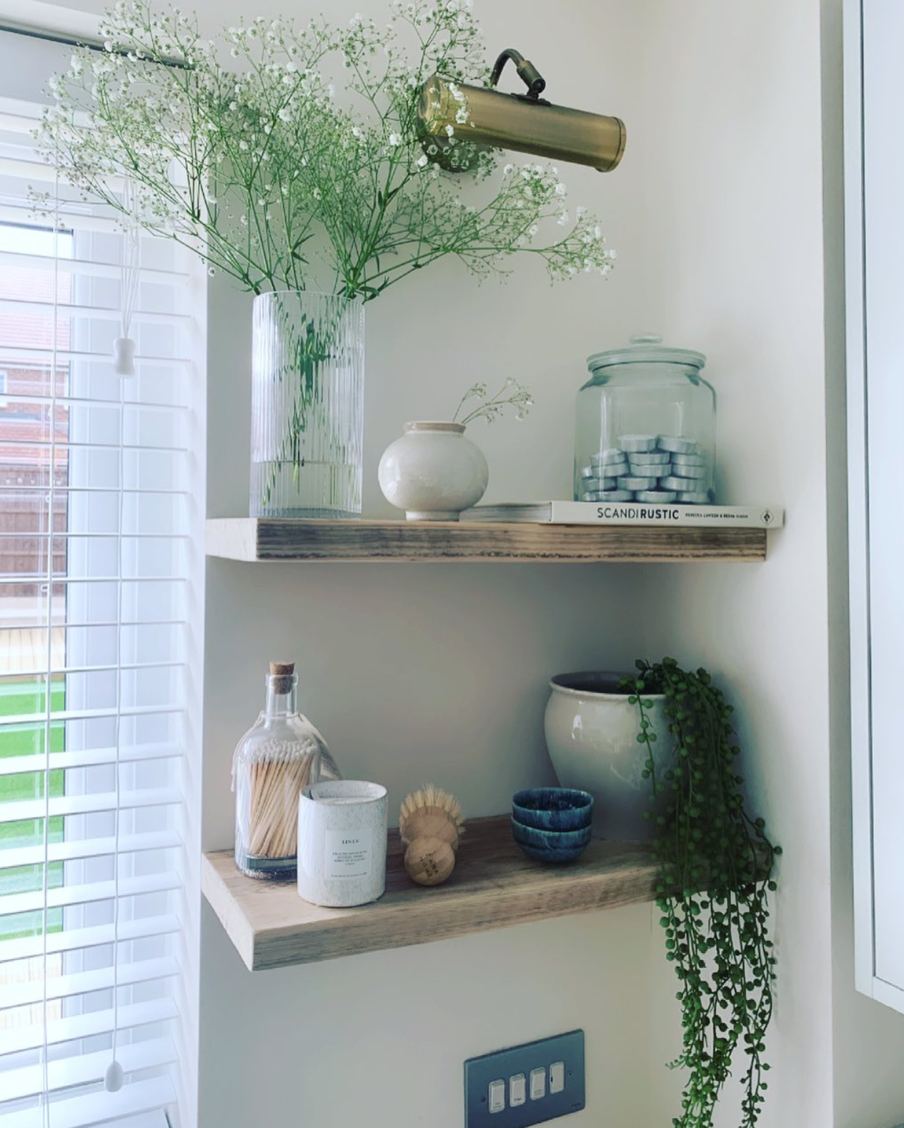 Rustic Floating Shelf with Hidden Brackets, W22cm x D3.4cm