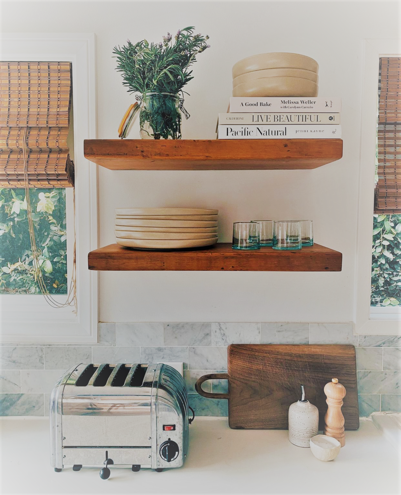 Rustic Floating Shelf with Hidden Brackets, W22cm x D3.4cm