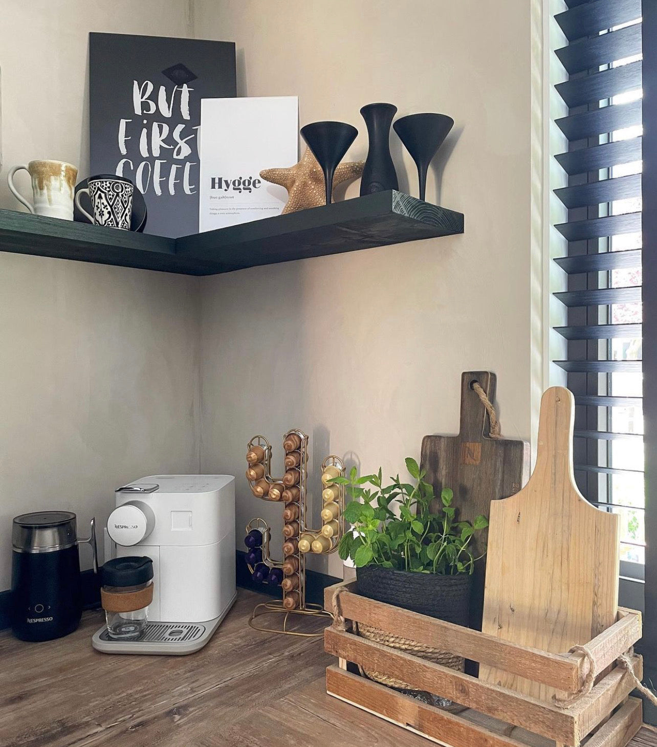 Rustic Floating Shelf with Hidden Brackets, W22cm x D3.4cm