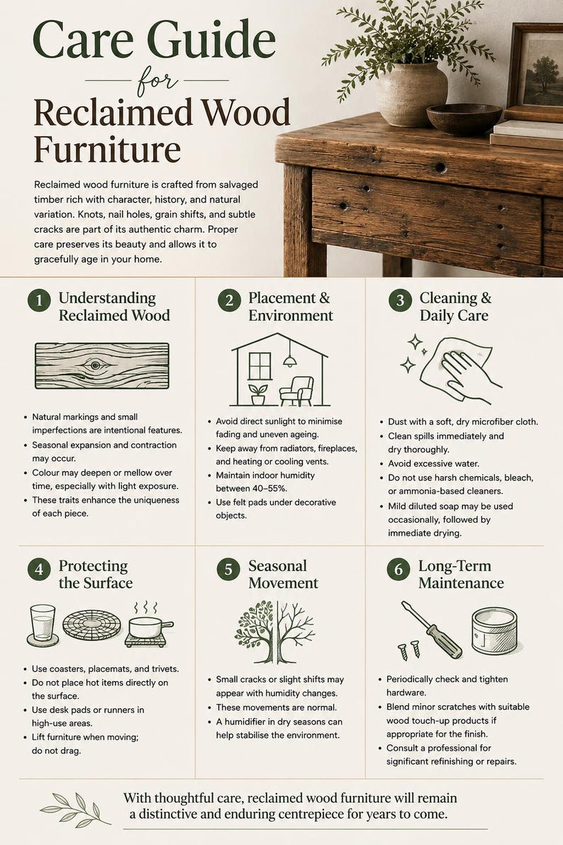 Care guide for reclaimed wood furniture