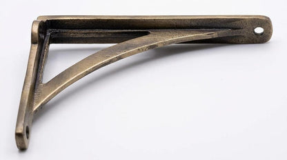 Dark antique-finished shelf bracket with a triangular support brace