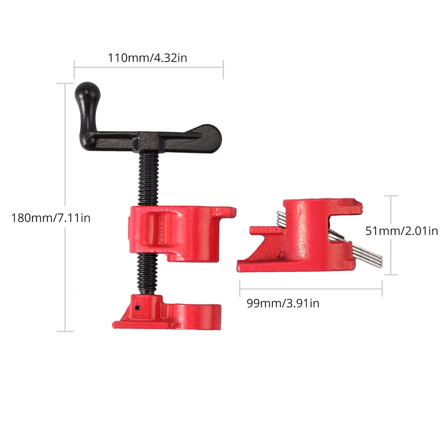 4x Sash Clamps, 3/4" Gluing Pipe Clamp Set
