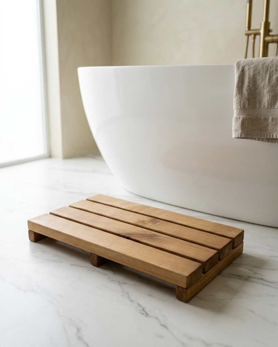 Rustic Wooden Bath Duckboard Mat