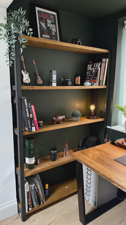 Deep Industrial Wood & Metal Shelving Unit