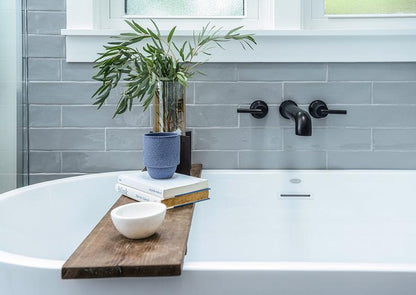 Rustic Wooden Bath Caddy / Tray with Stoppers
